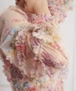 Needle & Thread Holding LTD Floral Diamond Ruffle Dress Womenswear