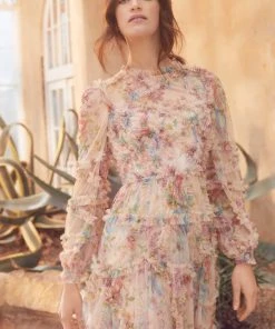 Needle & Thread Holding LTD Floral Diamond Ruffle Dress Womenswear