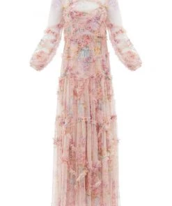 Needle & Thread Holding LTD Floral Diamond Ruffle Gown