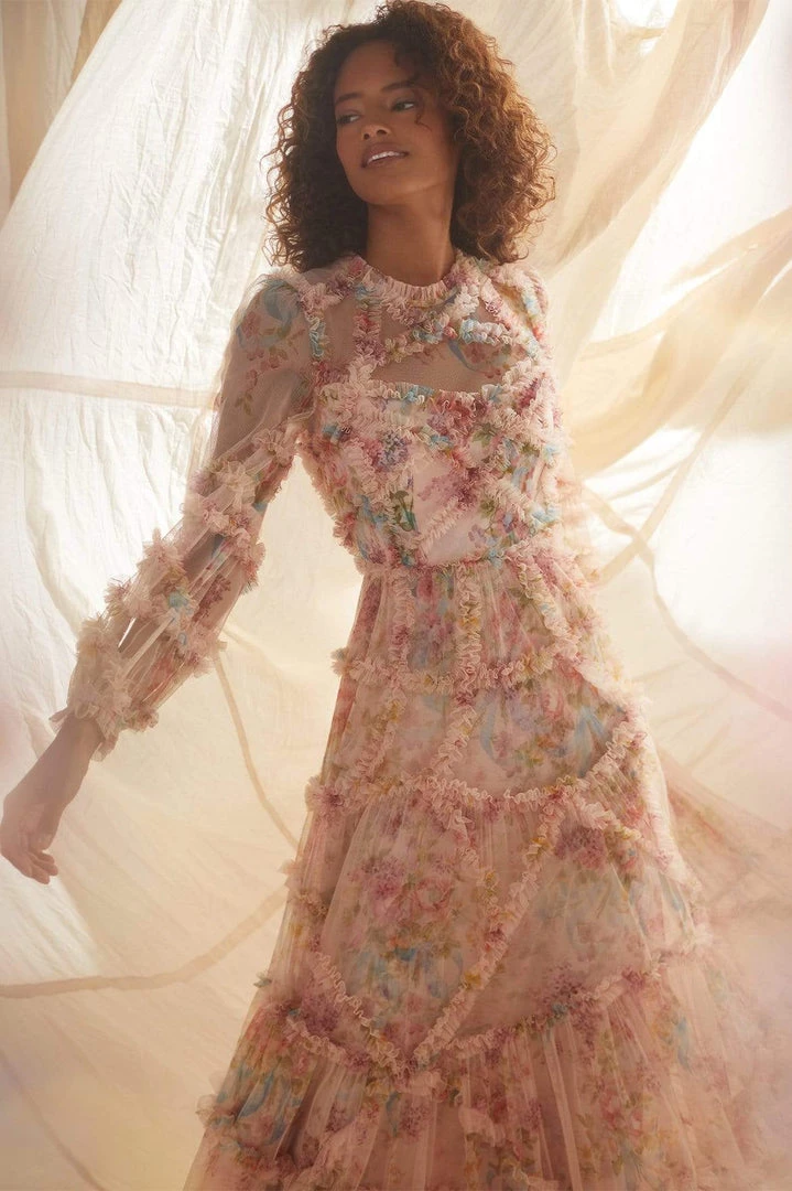 Needle & Thread Holding LTD Floral Diamond Ruffle Gown 11 Needle & Thread Holding LTD Floral Diamond Ruffle Gown