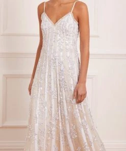 Needle & Thread Holding LTD Floral Evermore Sequin Cami Ankle Gown