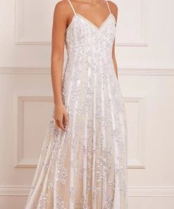 Needle & Thread Holding LTD Floral Evermore Sequin Cami Ankle Gown