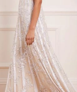 Needle & Thread Holding LTD Floral Evermore Sequin Cami Ankle Gown