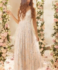 Needle & Thread Holding LTD Floral Evermore Sequin Cami Ankle Gown