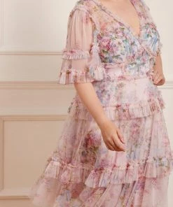 Needle & Thread Holding LTD Floral Wonder V-Neck Midi Dress