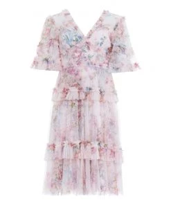 Needle & Thread Holding LTD Floral Wonder V-Neck Midi Dress