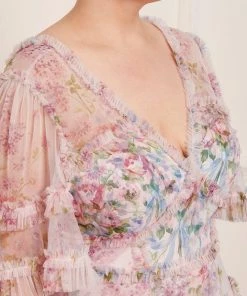 Needle & Thread Holding LTD Floral Wonder V-Neck Midi Dress