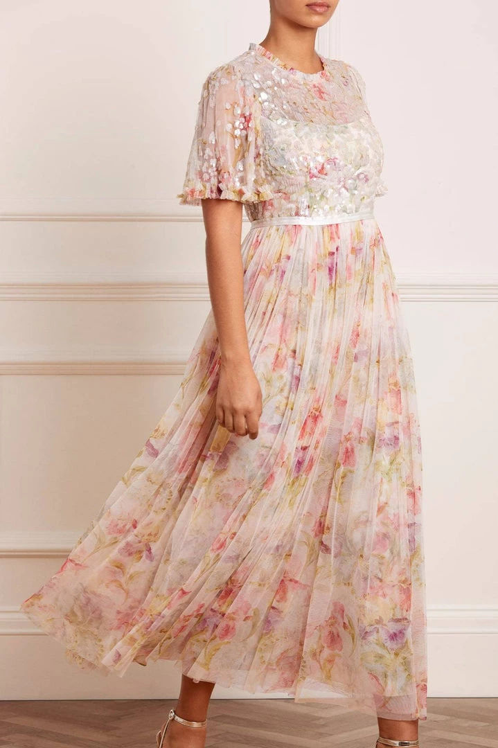 Needle & Thread Holding LTD Iris Sequin Bodice Short Sleeve Round Neck Ankle Gown Womenswear 3 Needle & Thread Holding LTD Iris Sequin Bodice Short Sleeve Round Neck Ankle Gown Womenswear