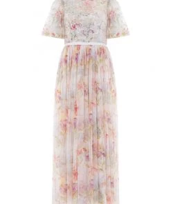 Needle & Thread Holding LTD Iris Sequin Bodice Short Sleeve Round Neck Ankle Gown Womenswear