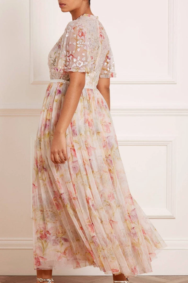 Needle & Thread Holding LTD Iris Sequin Bodice Short Sleeve Round Neck Ankle Gown Womenswear 11 Needle & Thread Holding LTD Iris Sequin Bodice Short Sleeve Round Neck Ankle Gown Womenswear