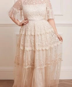 Needle & Thread Holding LTD Midsummer Lace Round Neck Gown