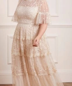 Needle & Thread Holding LTD Midsummer Lace Round Neck Gown