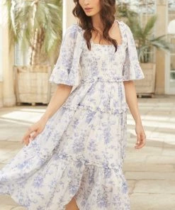 Needle & Thread Holding LTD Womenswear Rambling Roses Cotton Smocked Midaxi Dress