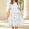 Needle & Thread Holding LTD Rambling Roses Peaches Smocked Kids Dress