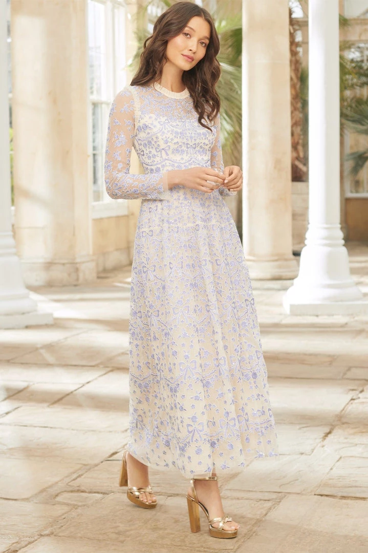 Needle & Thread Holding LTD Ribbon Lace Long Sleeve Ankle Gown 12 Needle & Thread Holding LTD Ribbon Lace Long Sleeve Ankle Gown