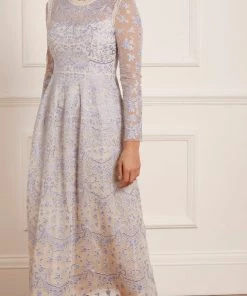 Needle & Thread Holding LTD Ribbon Lace Long Sleeve Ankle Gown