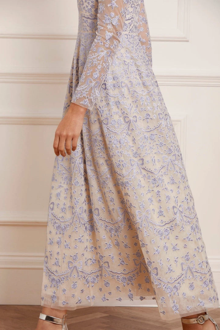 Needle & Thread Holding LTD Ribbon Lace Long Sleeve Ankle Gown 8 Needle & Thread Holding LTD Ribbon Lace Long Sleeve Ankle Gown