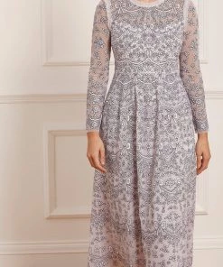 Needle & Thread Holding LTD Ribbon Lace Long Sleeve Ankle Gown Womenswear