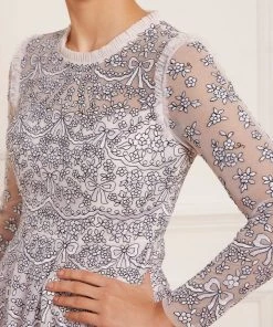 Needle & Thread Holding LTD Ribbon Lace Long Sleeve Ankle Gown Womenswear