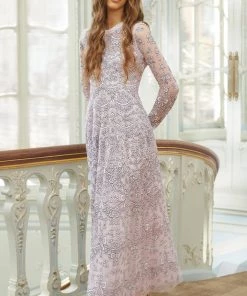 Needle & Thread Holding LTD Ribbon Lace Long Sleeve Ankle Gown Womenswear