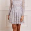 Needle & Thread Holding LTD Ribbon Lace Long Sleeve Micro Mini Dress