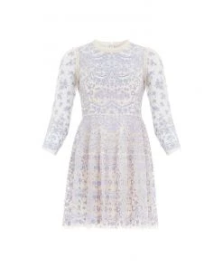 Needle & Thread Holding LTD Ribbon Lace Long Sleeve Micro Mini Dress
