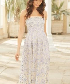 Needle & Thread Holding LTD Ribbon Lace Strapless Corset Ballerina Dress