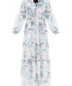 Needle & Thread Holding LTD Rose Fairytale Chiffon V-Neck Day Ankle Gown Womenswear