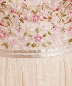 Needle & Thread Holding LTD Rosie Lace Bodice Long Sleeve V-Neck Ankle Gown