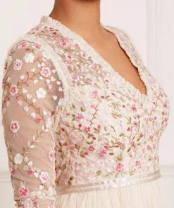 Needle & Thread Holding LTD Rosie Lace Bodice Long Sleeve V-Neck Ankle Gown