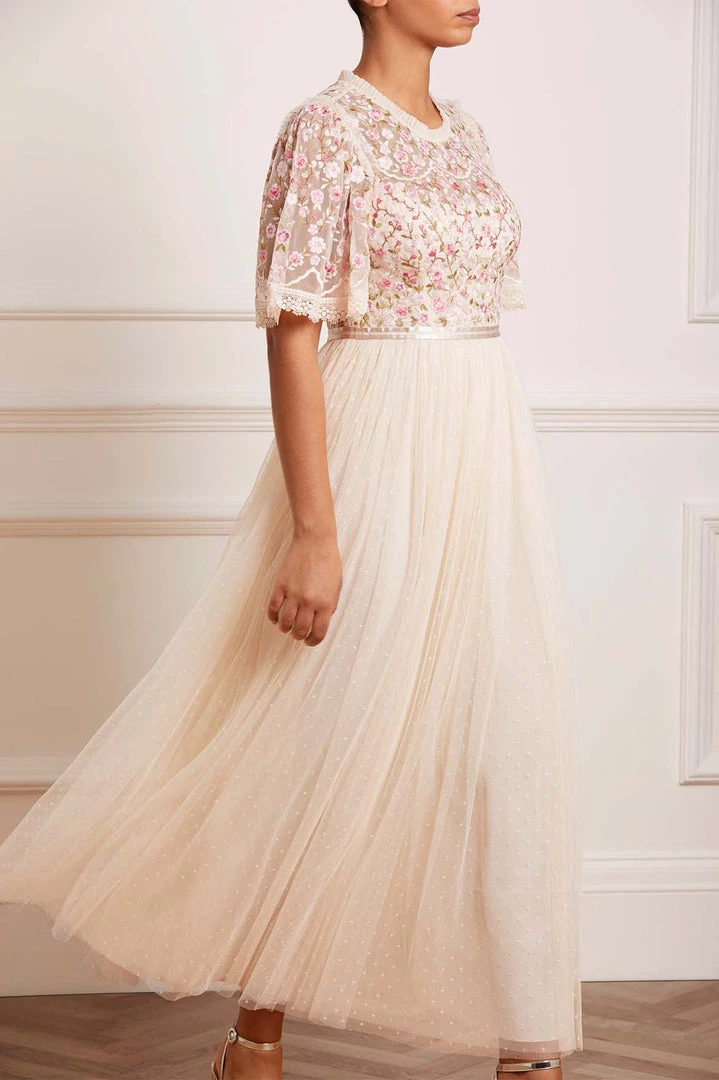 Needle & Thread Holding LTD Rosie Lace Bodice Short Sleeve Ankle Gown 3 Needle & Thread Holding LTD Rosie Lace Bodice Short Sleeve Ankle Gown