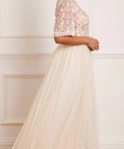 Needle & Thread Holding LTD Rosie Lace Bodice Short Sleeve Ankle Gown 14 Needle & Thread Holding LTD Rosie Lace Bodice Short Sleeve Ankle Gown