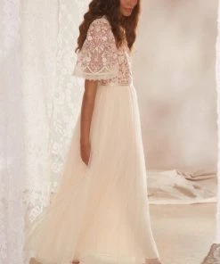 Needle & Thread Holding LTD Rosie Lace Bodice Short Sleeve Ankle Gown 19 Needle & Thread Holding LTD Rosie Lace Bodice Short Sleeve Ankle Gown