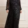 Needle & Thread Holding LTD Seren Long Sleeve V-Neck Gown Womenswear