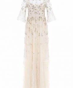 Needle & Thread Holding LTD Shimmer Ditsy Long Sleeve Gown