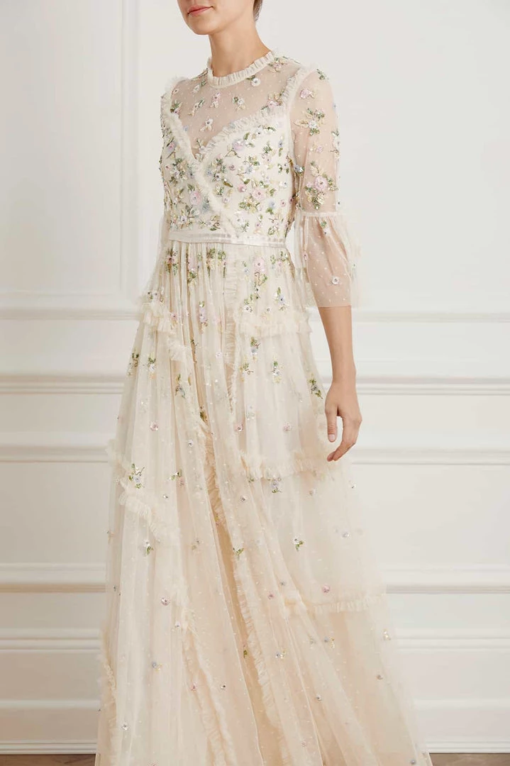 Needle & Thread Holding LTD Shimmer Ditsy Long Sleeve Gown 5 Needle & Thread Holding LTD Shimmer Ditsy Long Sleeve Gown