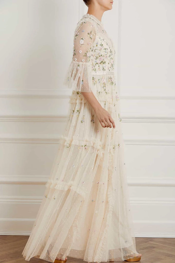 Needle & Thread Holding LTD Shimmer Ditsy Long Sleeve Gown 6 Needle & Thread Holding LTD Shimmer Ditsy Long Sleeve Gown