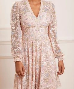 Needle & Thread Holding LTD Shimmer Fairytale V-Neck Mini Dress Womenswear