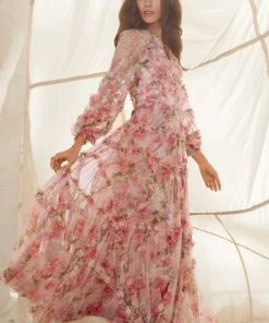 Needle & Thread Holding LTD Womenswear Summer Song Diamond Ruffle Gown