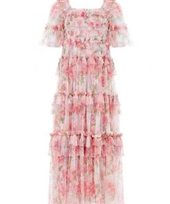 Needle & Thread Holding LTD Summer Song Peaches Smocked Ankle Gown