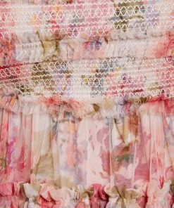 Needle & Thread Holding LTD Summer Song Peaches Smocked Ankle Gown