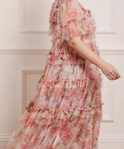 Needle & Thread Holding LTD Summer Song Peaches Smocked Ankle Gown