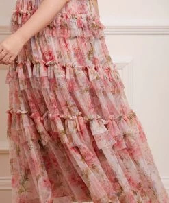 Needle & Thread Holding LTD Summer Song Peaches Smocked Ankle Gown