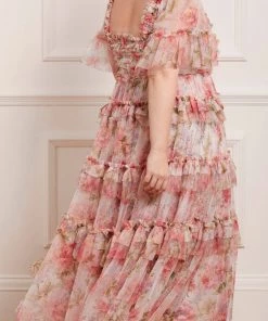 Needle & Thread Holding LTD Summer Song Peaches Smocked Ankle Gown