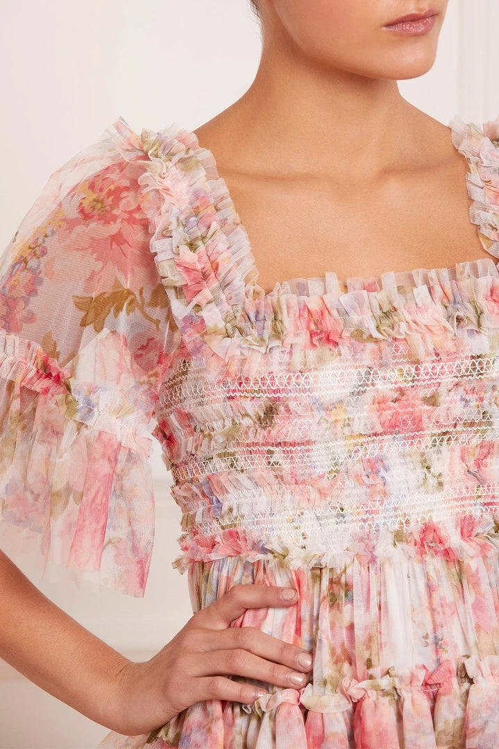 Needle & Thread Holding LTD Summer Song Peaches Smocked Micro Mini Dress 6 Needle & Thread Holding LTD Summer Song Peaches Smocked Micro Mini Dress