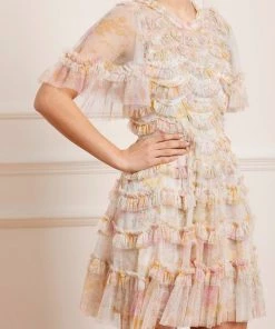 Needle & Thread Holding LTD Sunrise Bloom Ruffle Short Sleeve Mini Dress