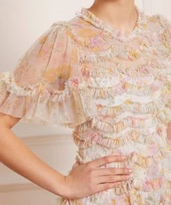 Needle & Thread Holding LTD Sunrise Bloom Ruffle Short Sleeve Mini Dress