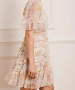 Needle & Thread Holding LTD Sunrise Bloom Ruffle Short Sleeve Mini Dress