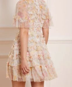 Needle & Thread Holding LTD Sunrise Bloom Ruffle Short Sleeve Mini Dress