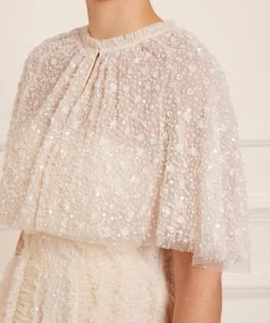 Needle & Thread Sales 56 Needle & Thread Holding LTD Womenswear Violet Shimmer Short Cape